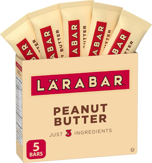 LÄRABAR Peanut Butter, Fruit and Nut Energy Bar, Pack of 5 Bars, Gluten Free, Vegan, Snack Bars