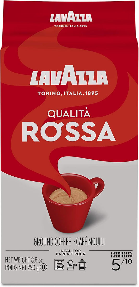 Lavazza Espresso Rossa 研磨咖啡,250 克(包装可能有所不同)和 Lavazza Crema E Gusto Classico 烘焙研磨咖啡,8.8 盎司(1 包)