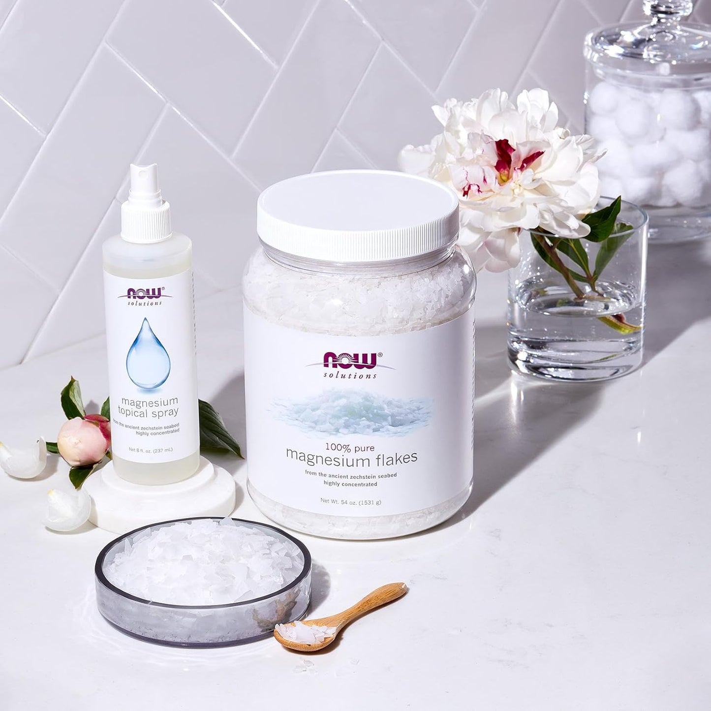 NOW Solutions,鎂片,100%純,來自古代Zechstein海床,高濃度,1531克