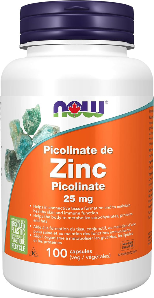 NOW Supplements, 吡啶甲酸锌 50 毫克,支持酶功能,增强免疫力,100 粒素食胶囊