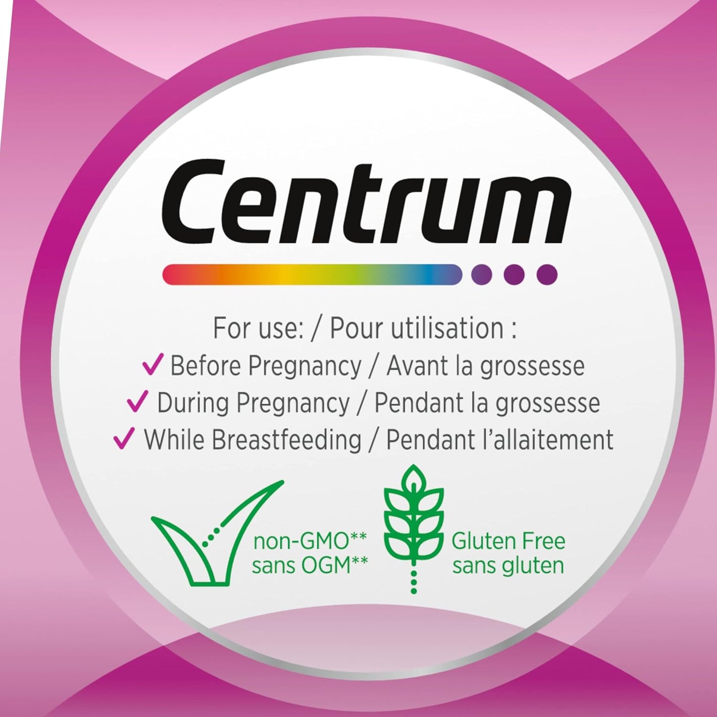Centrum 产前维生素片,产后多种维生素和矿物质补充剂,必需的产前维生素,100 片(包装可能有所不同)