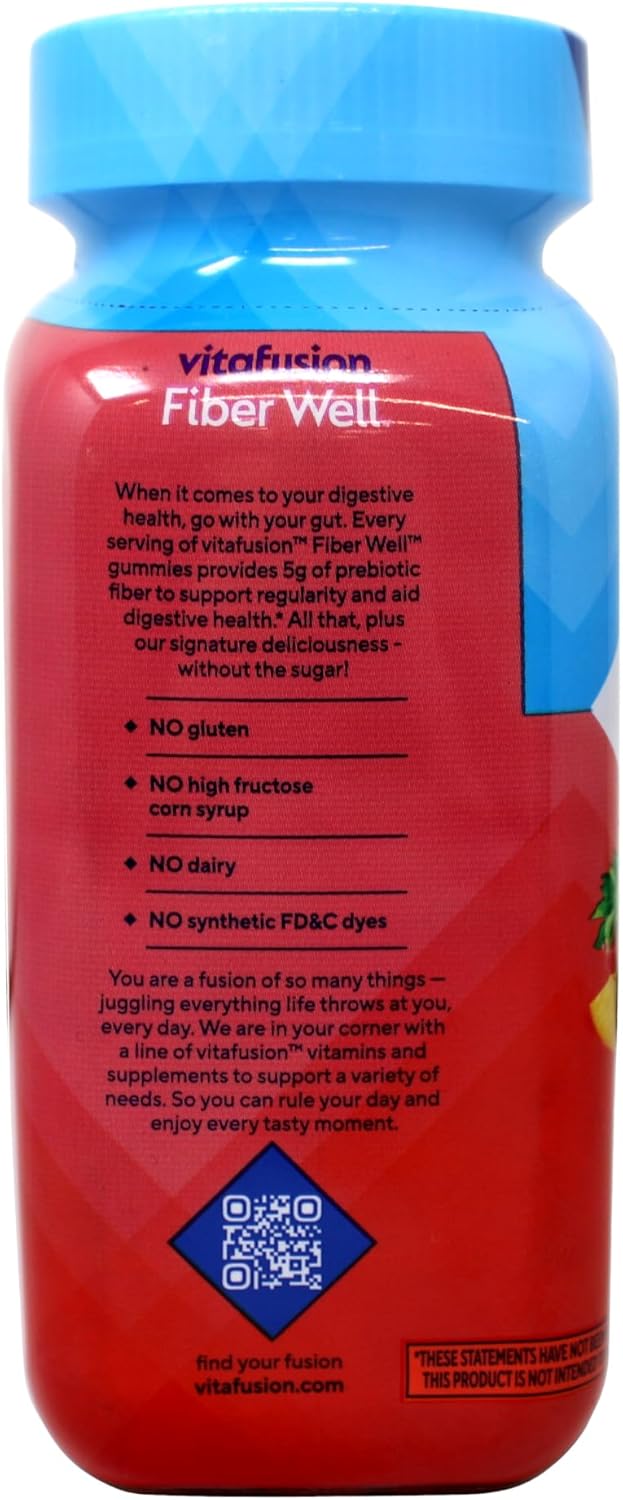 Vitafusion Fibre Well 成人補充軟糖,10 克纖維,90 粒(22 天用量),包裝可能有所不同。