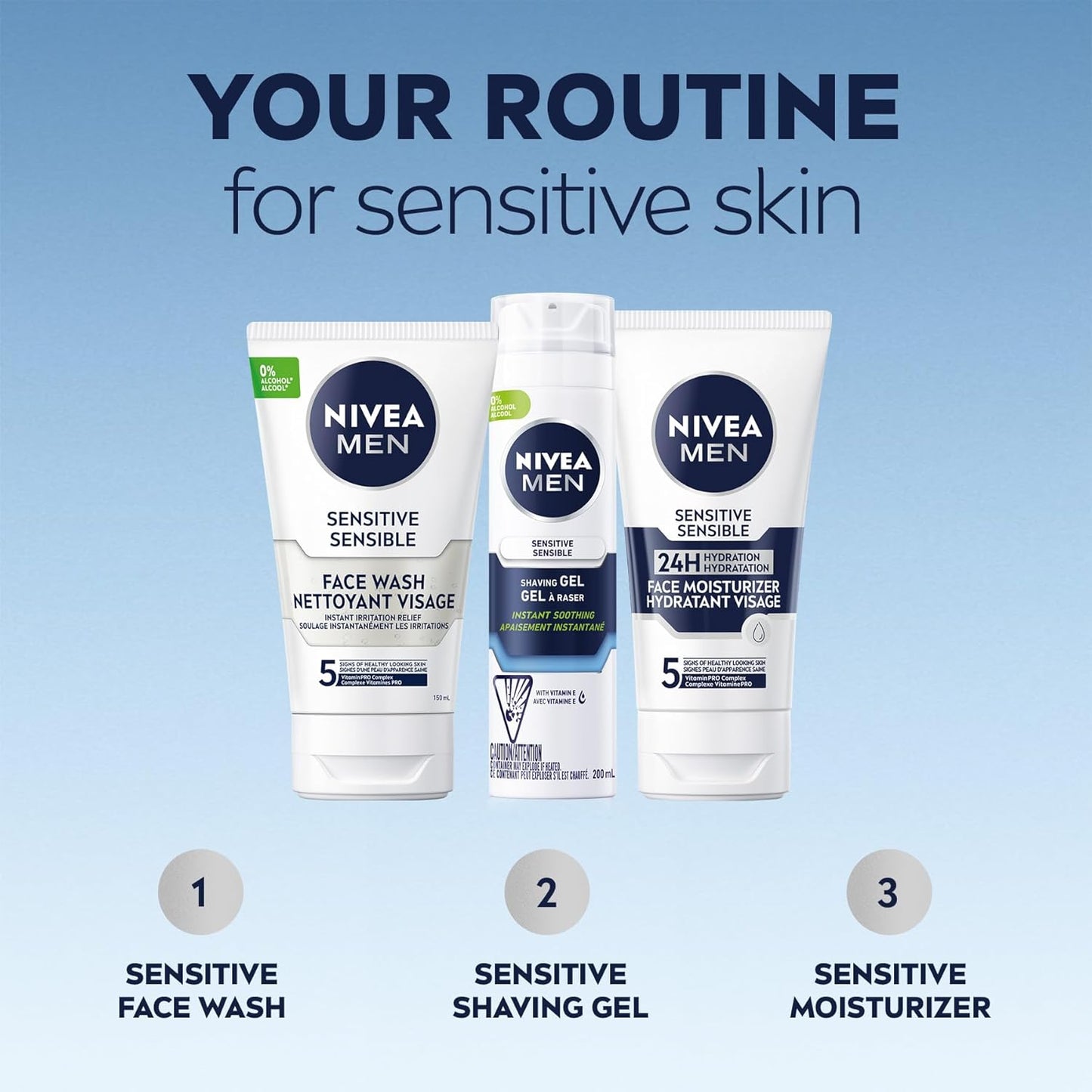 NIVEA MEN Sensitive Skin Face Wash, Soap-Free Gentle Face Cleanser with Chamomile and Vitamin E, Men's Face Wash for Sensitive Skin, No Drying Alcohol, Dermatologically-Tested Skin Care, 150mL