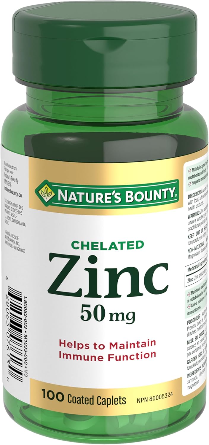 自然之宝锌,50 毫克,有助于维持免疫功能,帮助代谢营养物质,促进组织形成,有益于身体健康和皮肤健康,包衣胶囊,93 克