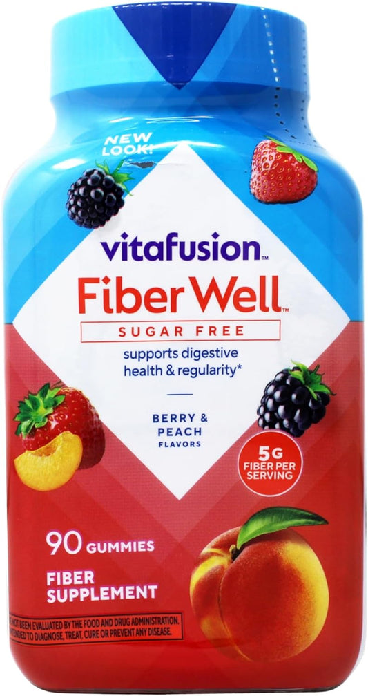 Vitafusion Fibre Well 成人補充軟糖,10 克纖維,90 粒(22 天用量),包裝可能有所不同。