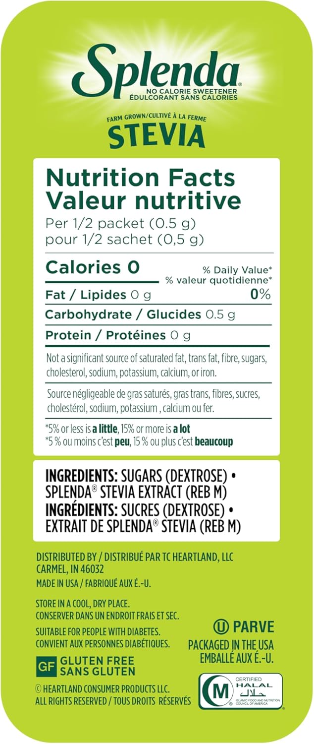 SPLENDA Stevia No Calorie Sweetener, Sugar Substitute Packets, 400 Count (Pack of 1)