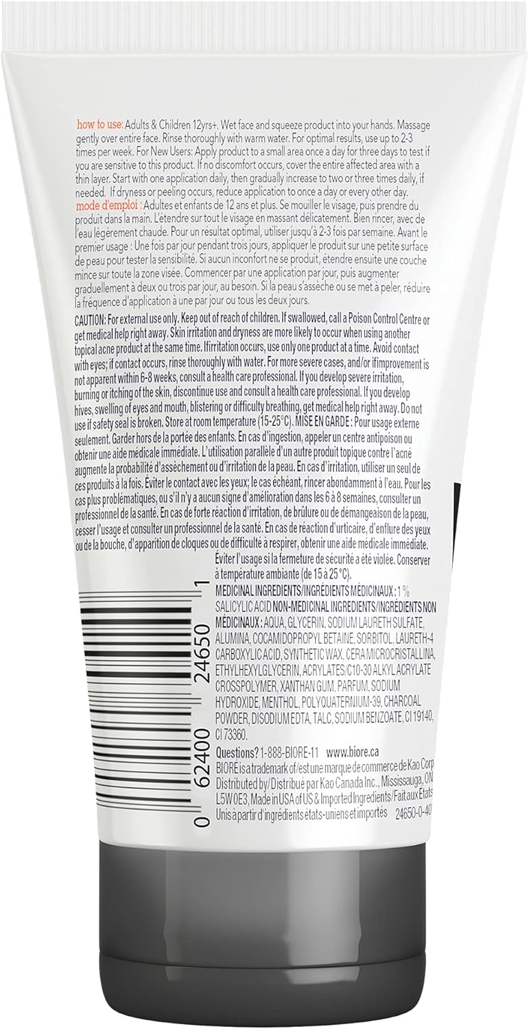 Biore Acne Clearing Charcoal Duo, Charcoal Acne Clearing Cleanser and Scrub for the face, with Salicylic Acid for Acne Prone and Oily Skin, Dermatologist Tested and Vegan Friendly