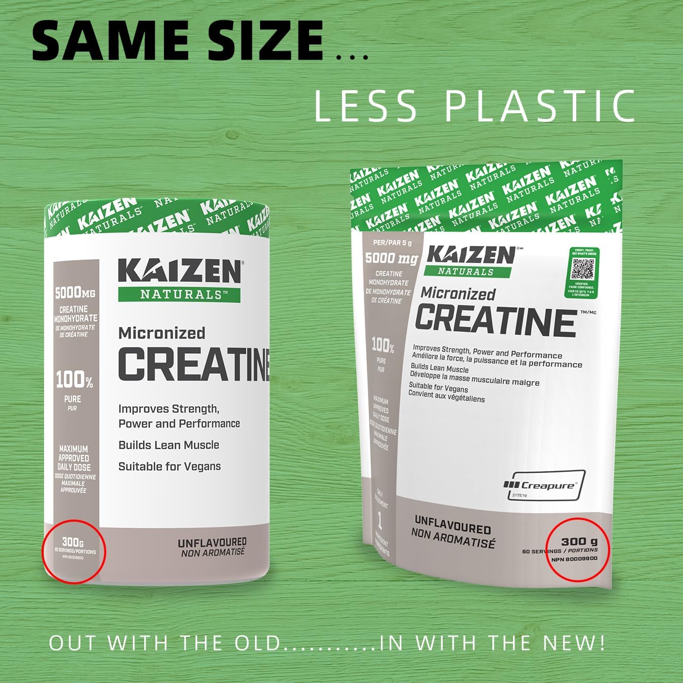 Kaizen Naturals Micronized Creatine Monohydrate, Unflavoured, 300g, Pouch