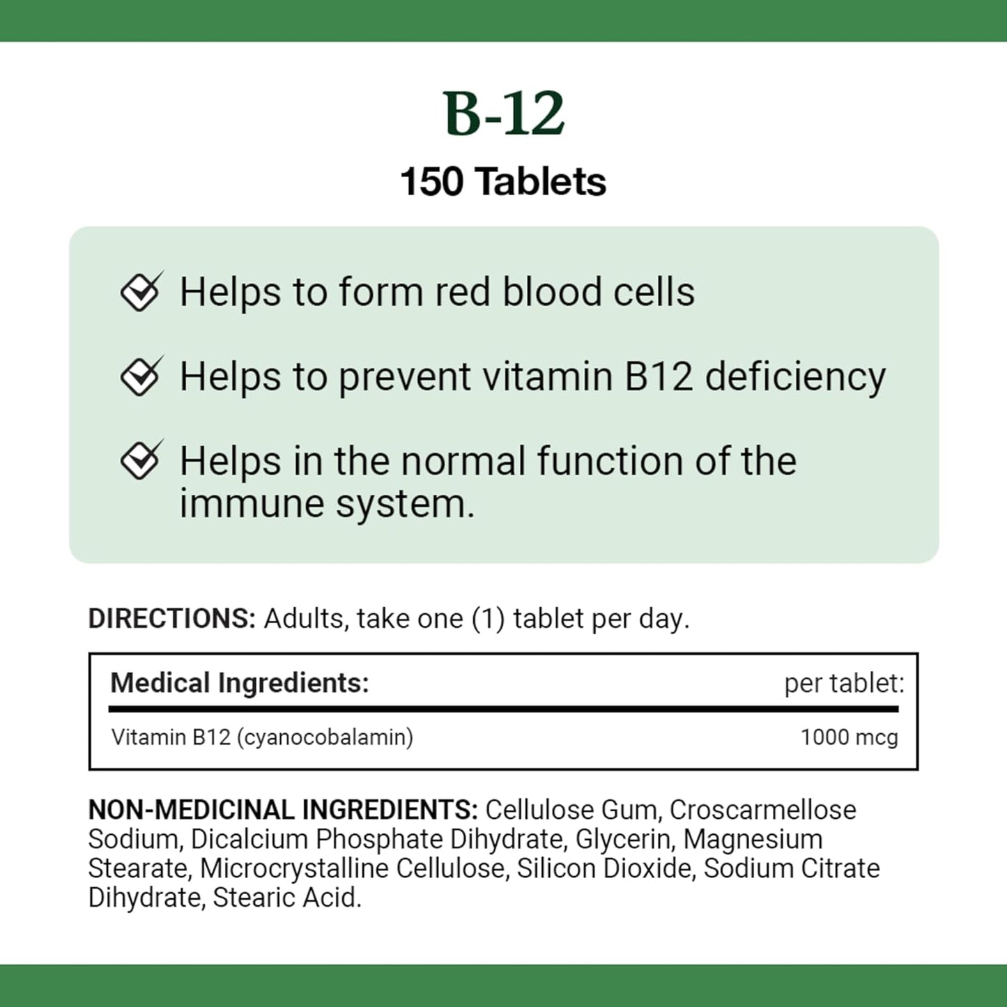 自然之宝维生素 B-12,帮助能量代谢,帮助形成红细胞,增强免疫系统,预防维生素 B-12 缺乏症,片剂,86.6 克