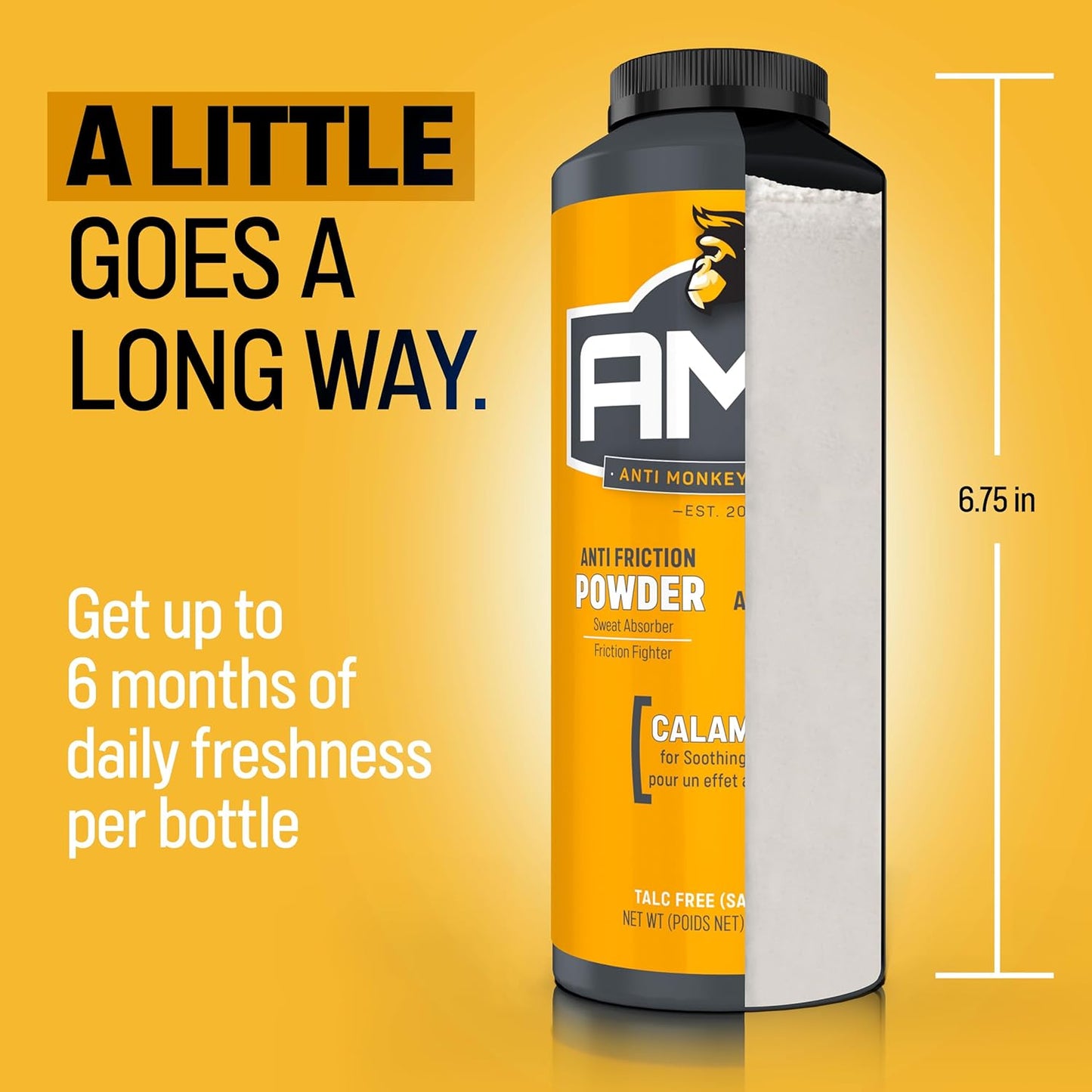 防猴屁股爽身粉,不含滑石粉的炉甘石粉,可去除汗液、异味和摩擦,8 盎司,1 包