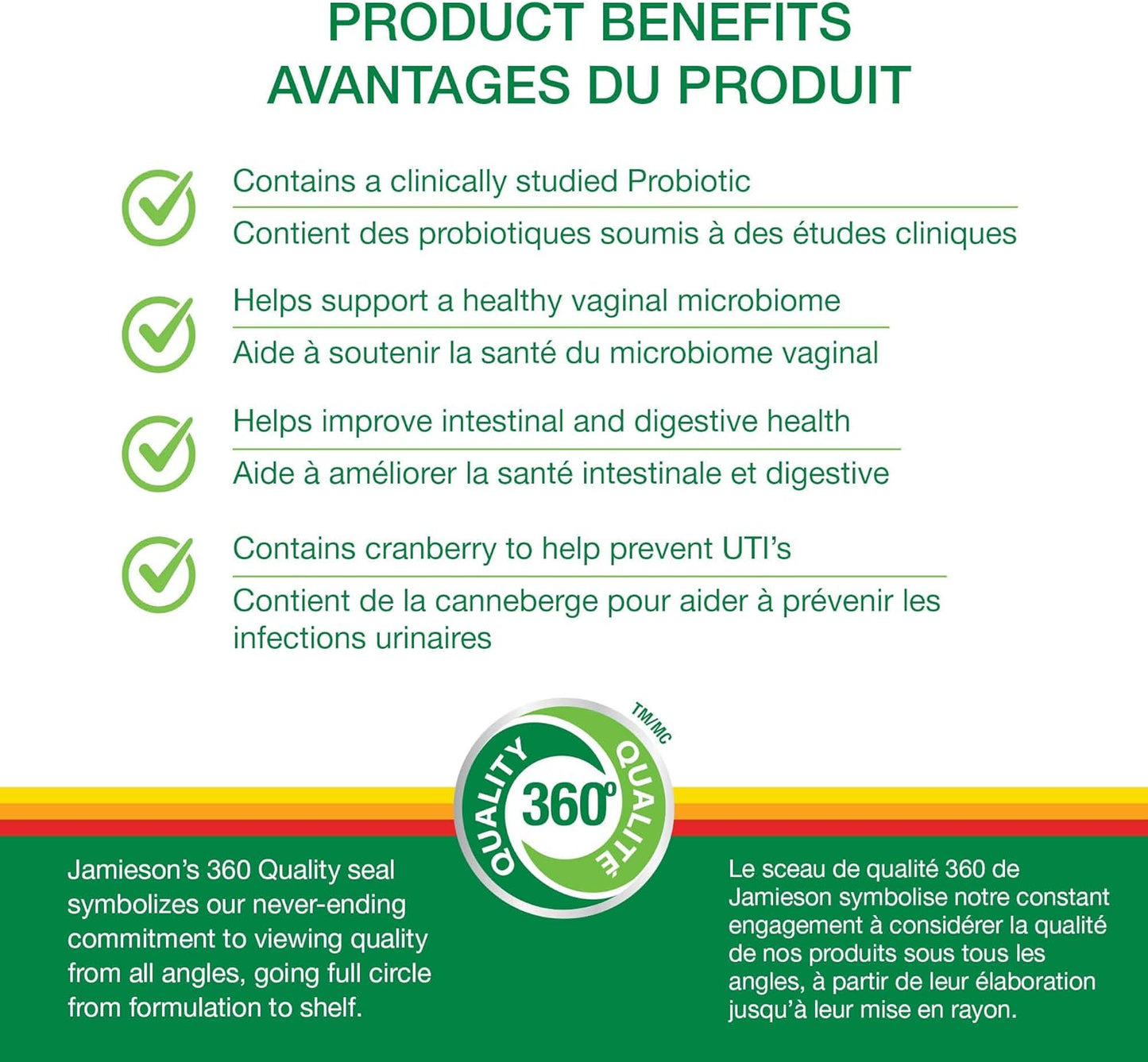 Jamieson 女性益生菌软糖,含蔓越莓和益生元,有助于维持健康的阴道菌群和微生物群,预防尿路感染,并促进消化系统健康。不含人工色素、香精或防腐剂,蔓越莓口味,60 粒装