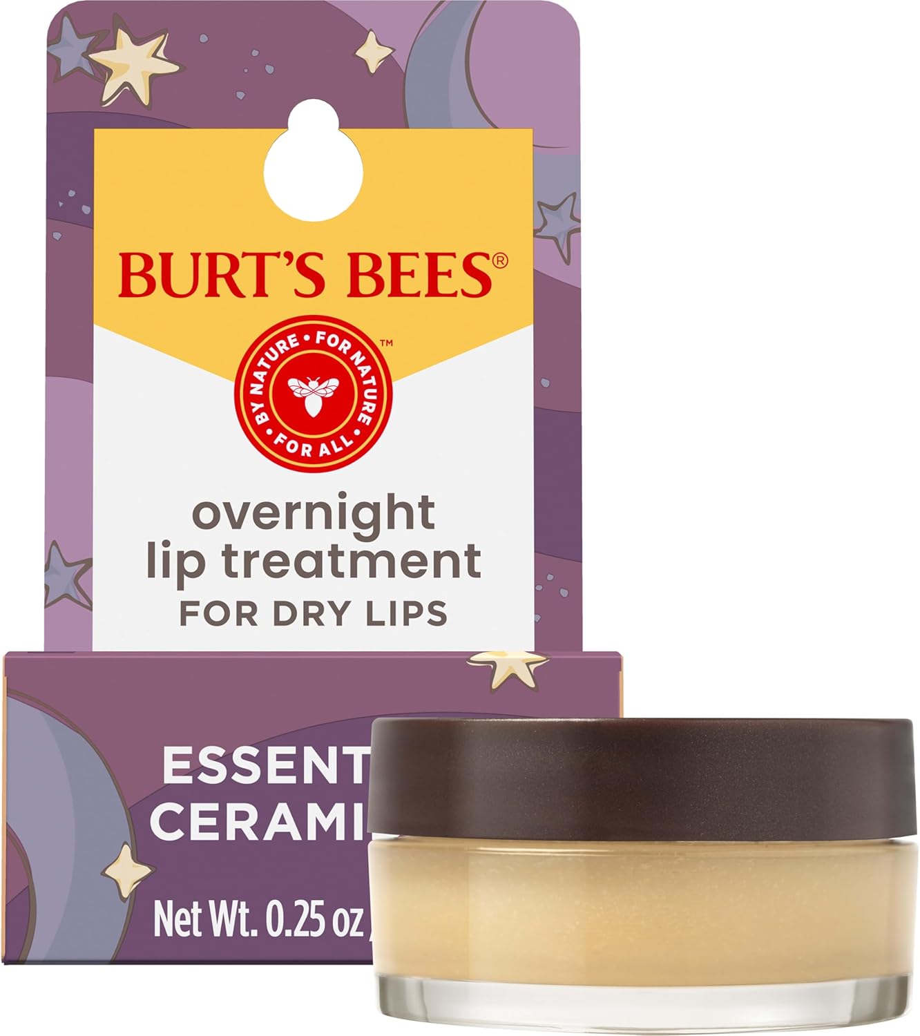 Burt's Bees 100% 天然夜间强效唇部护理,超强调理唇部护理 - 0.25 盎司