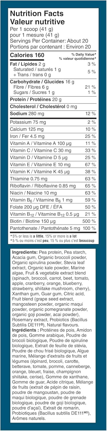 Vega All in One Nutrition - 20g Plant-Based Pea Protein, French Vanilla, 20 Servings, Vitamins A & C, Probiotics, Greens, Vegan, Keto, Gluten Free, 827g (Packaging May Vary)