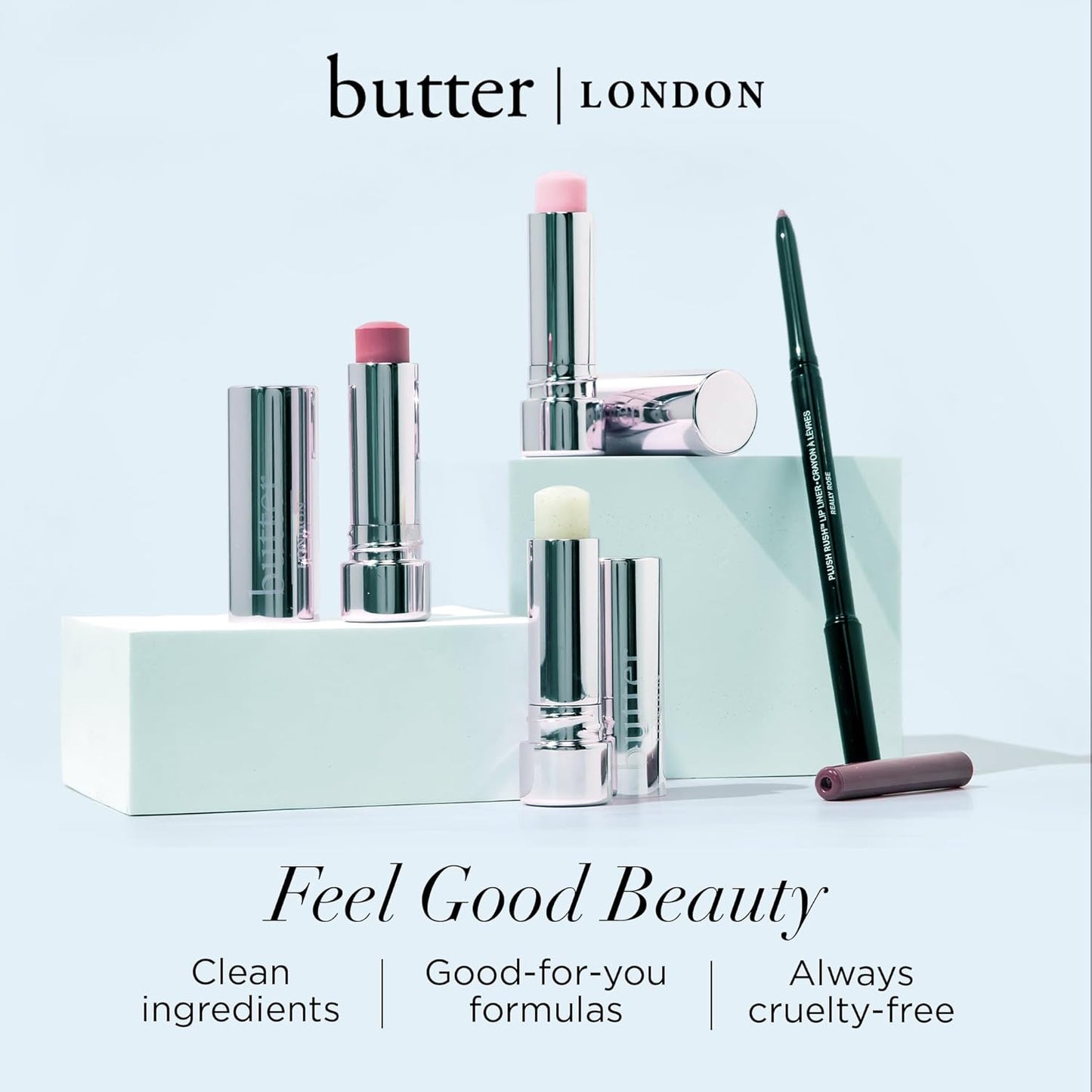 butter LONDON Lippy 保濕唇膏,香檳粉色 - 輕盈的唇部護理產品,滋養、舒緩和滋潤乾燥的嘴唇 - 植物性唇部保濕霜,打造自然清新的雙唇