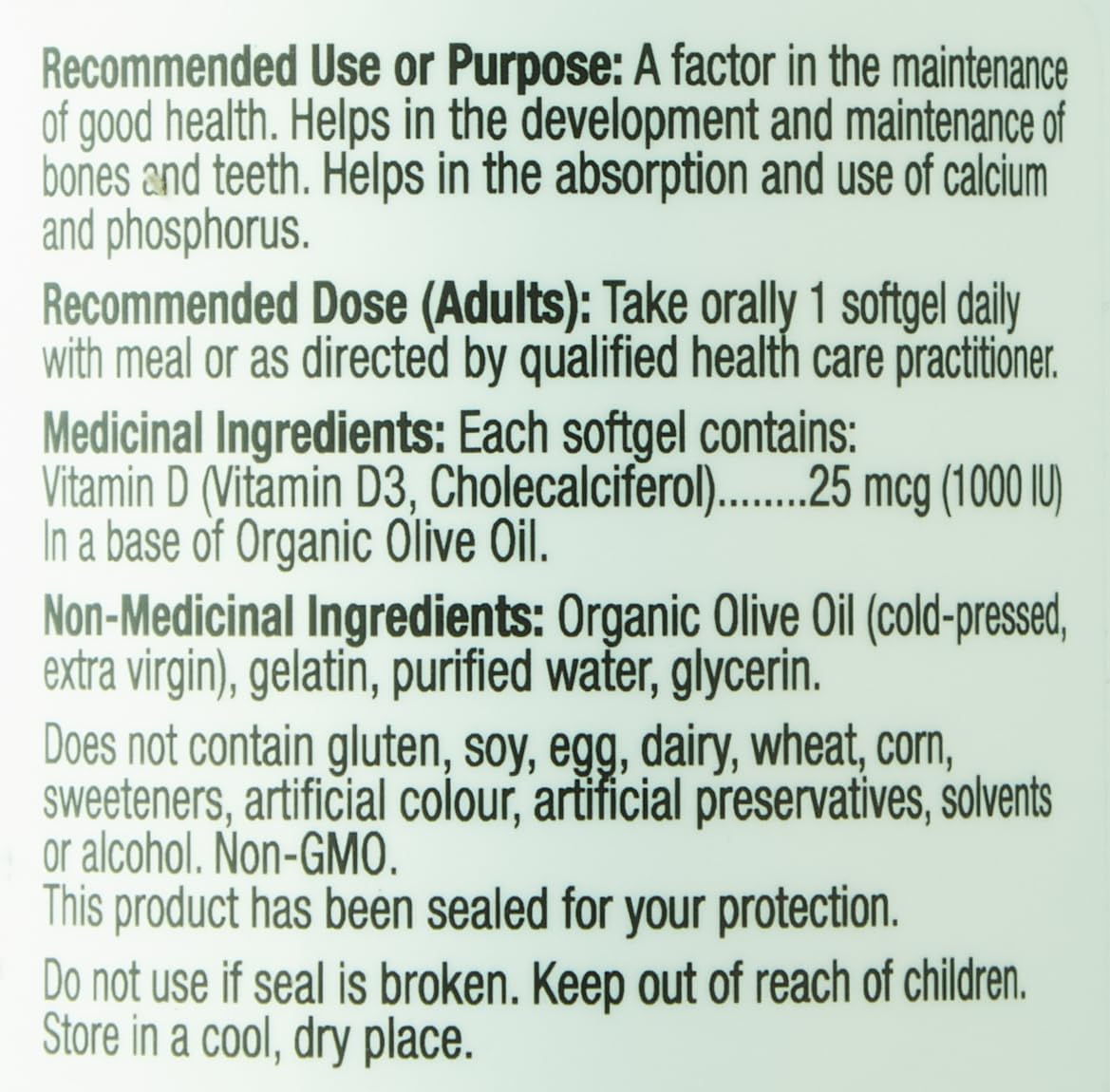 Prairie Naturals 维生素 D3 胆钙化醇 1,000 IU 有机特级初榨橄榄油软胶囊 - 180 粒