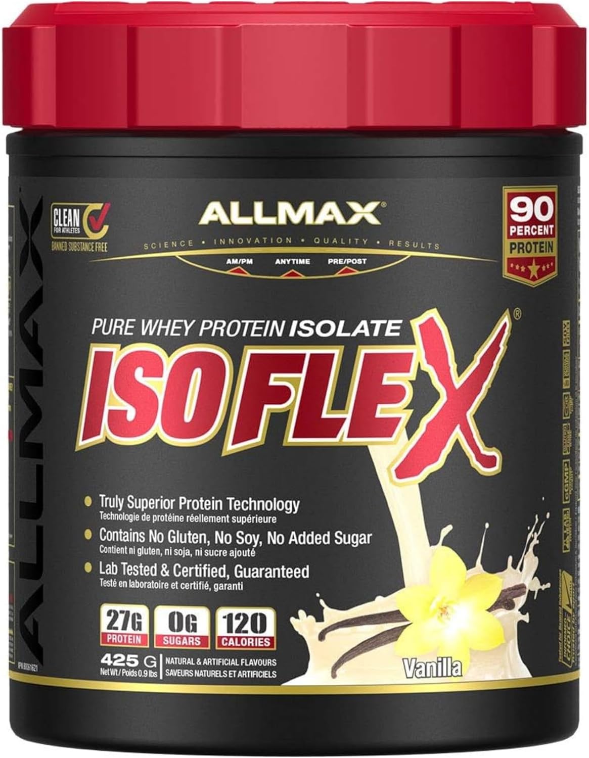 ALLMAX Nutrition - ISOFLEX - 100% 超纯乳清分离蛋白 - 香草味 - 1 磅