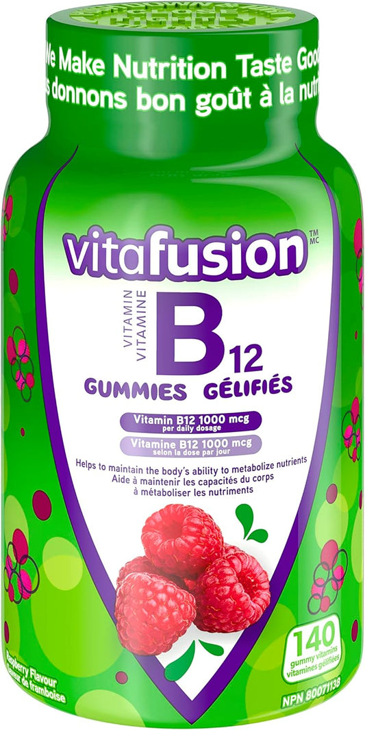 Vitafusion B12 成人維生素軟糖,每日 1000 微克維生素 B12,幫助營養代謝,140 粒,2 個月用量,包裝可能有所不同
