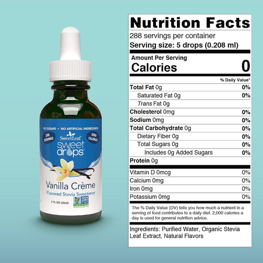 SweetLeaf Sweet Drops Liquid Stevia Sweetener, Vanilla, 60g