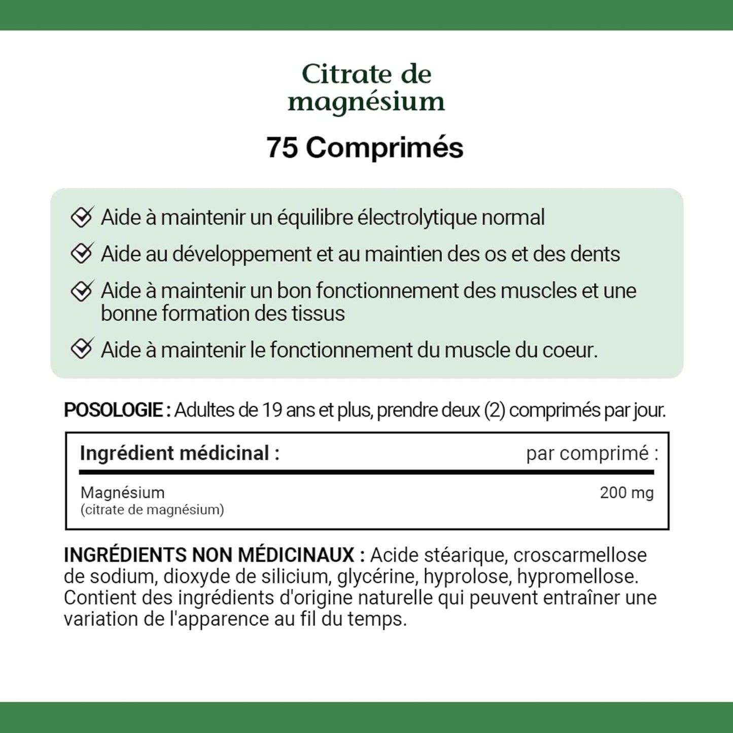 自然之寶檸檬酸鎂,200 毫克,有助於骨骼和牙齒的發育、心肌功能、維持電解質平衡、支持肌肉功能和組織形成,片劑,128.8 克
