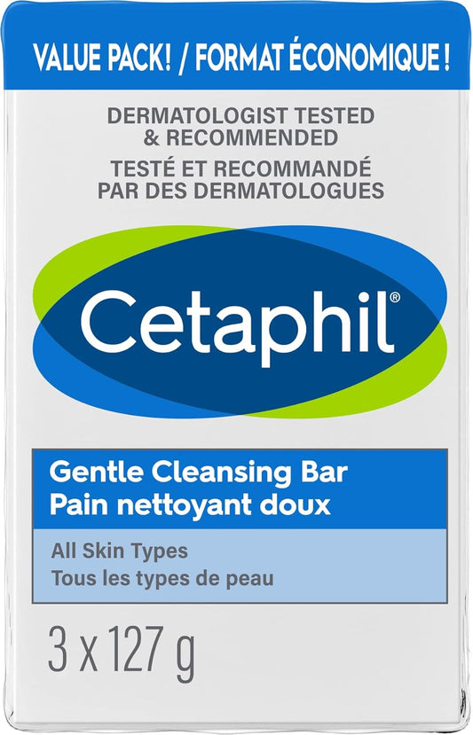 Cetaphil Gentle Cleansing Bar (3-Pack) + Cetaphil Baby Wash & Shampoo | Sensitive Skin Care Bundle