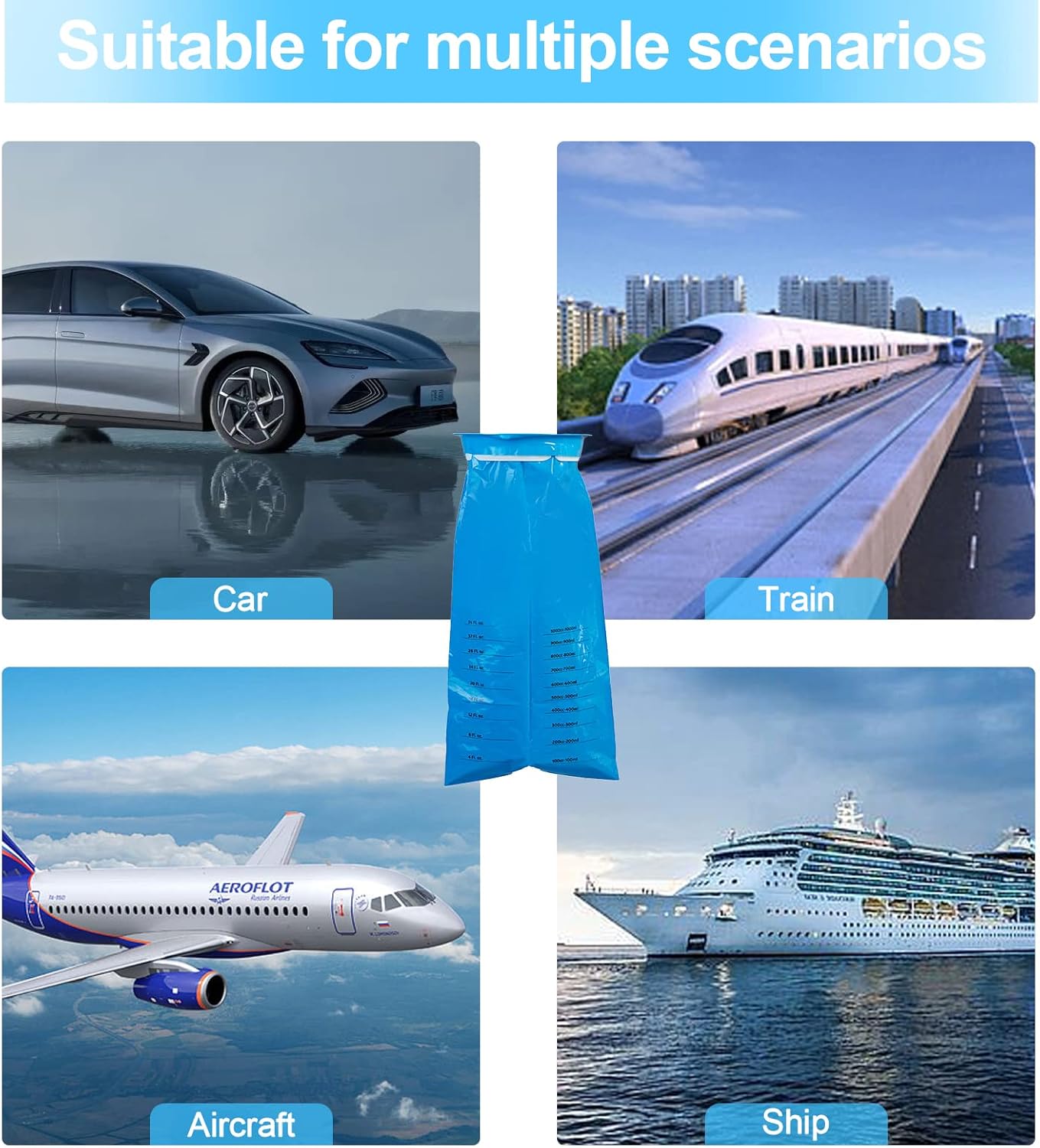 Harewu 24 件嘔吐袋一次性 1000ml 高密度嘔吐袋,便攜式嘔吐袋,適用於孕吐、兒童、孕婦、出租車司機、暈車(藍色(24 件)