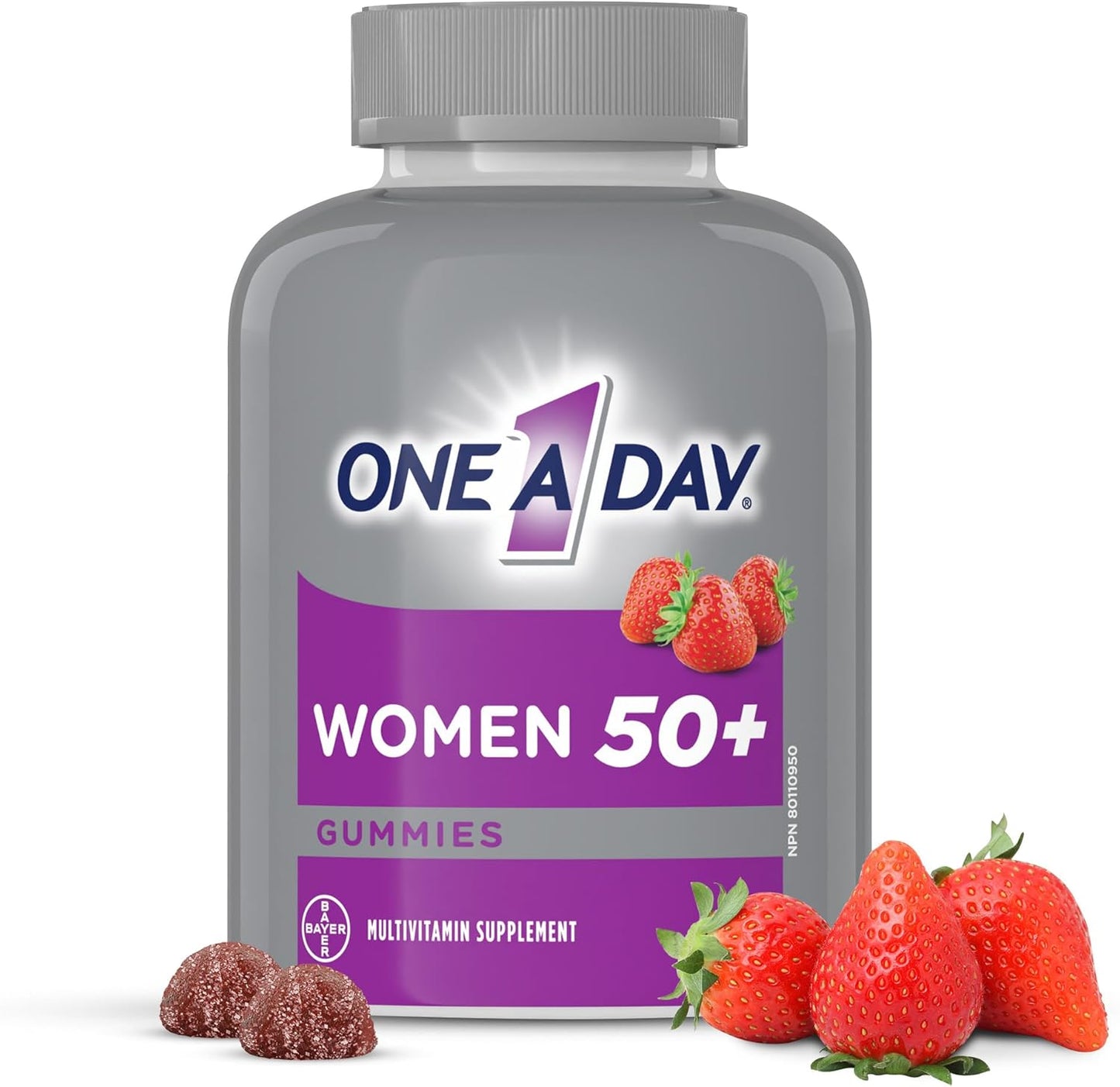 One A Day 女士 50 岁以上复合维生素软糖 - 高级复合维生素软糖,支持大脑功能和免疫力,富含维生素和矿物质,适合 50 岁以上女性,130 粒软糖