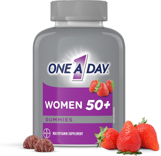 One A Day 女士 50 岁以上复合维生素软糖 - 高级复合维生素软糖,支持大脑功能和免疫力,富含维生素和矿物质,适合 50 岁以上女性,130 粒软糖