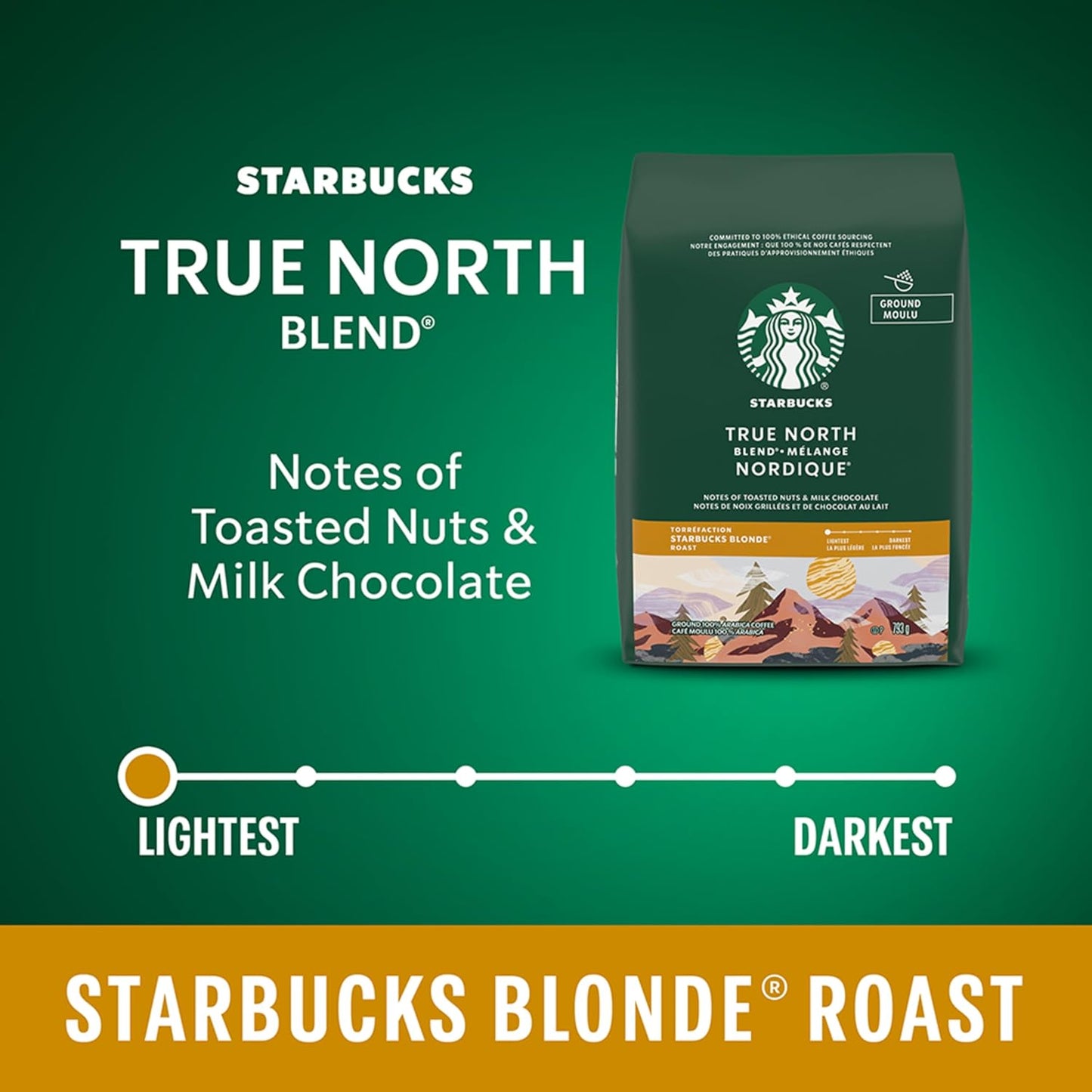 星巴克 True North 混合研磨咖啡,金黄色烘焙,793 克