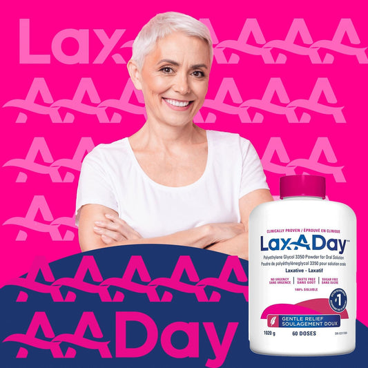 LAX-A-Day Powder Laxative - No Taste, No Grit, No Sugar - Clinically Proven Relief of Occasional Constipation (60 Doses, 1020g)