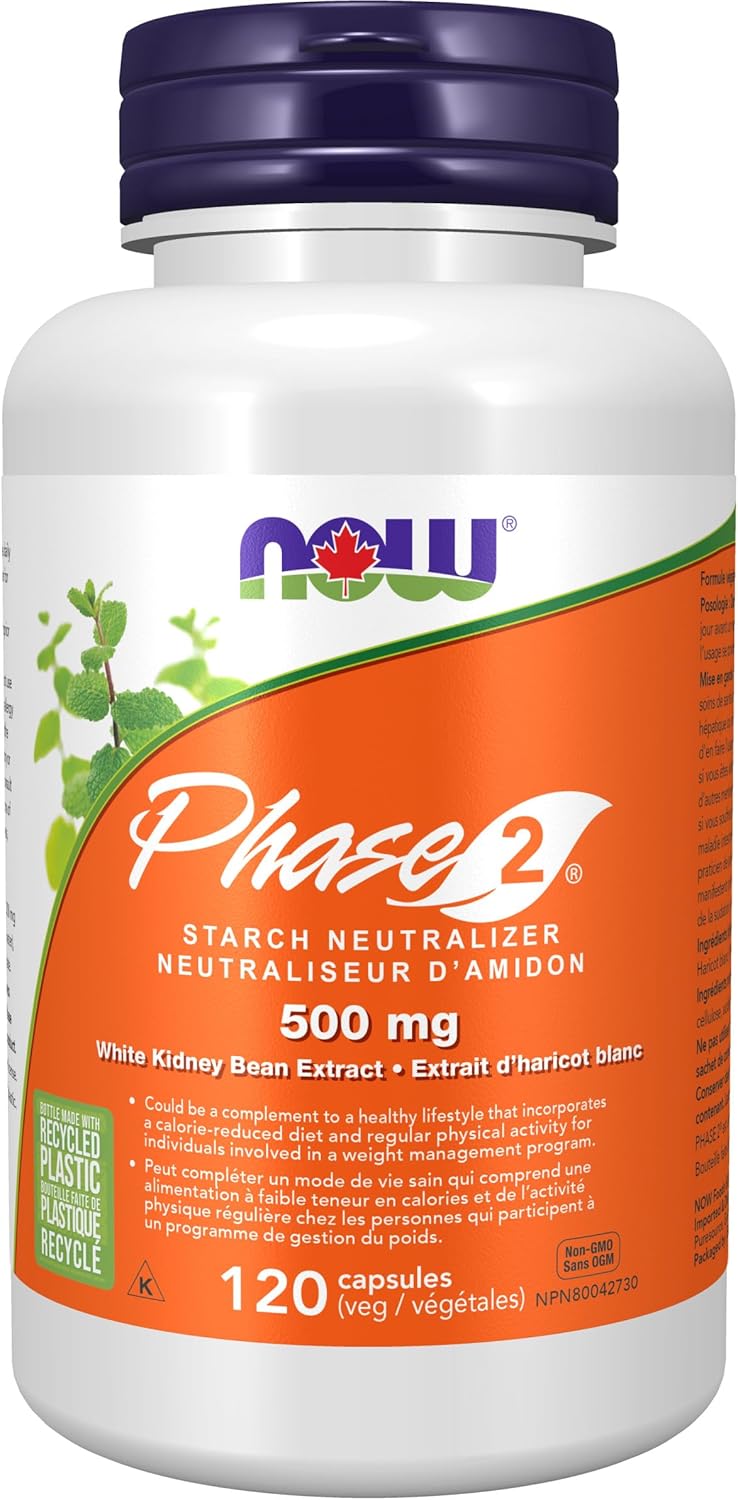 NOW Supplements, Phase 2(白芸豆萃取物)500 毫克,體重管理,120 粒素食膠囊