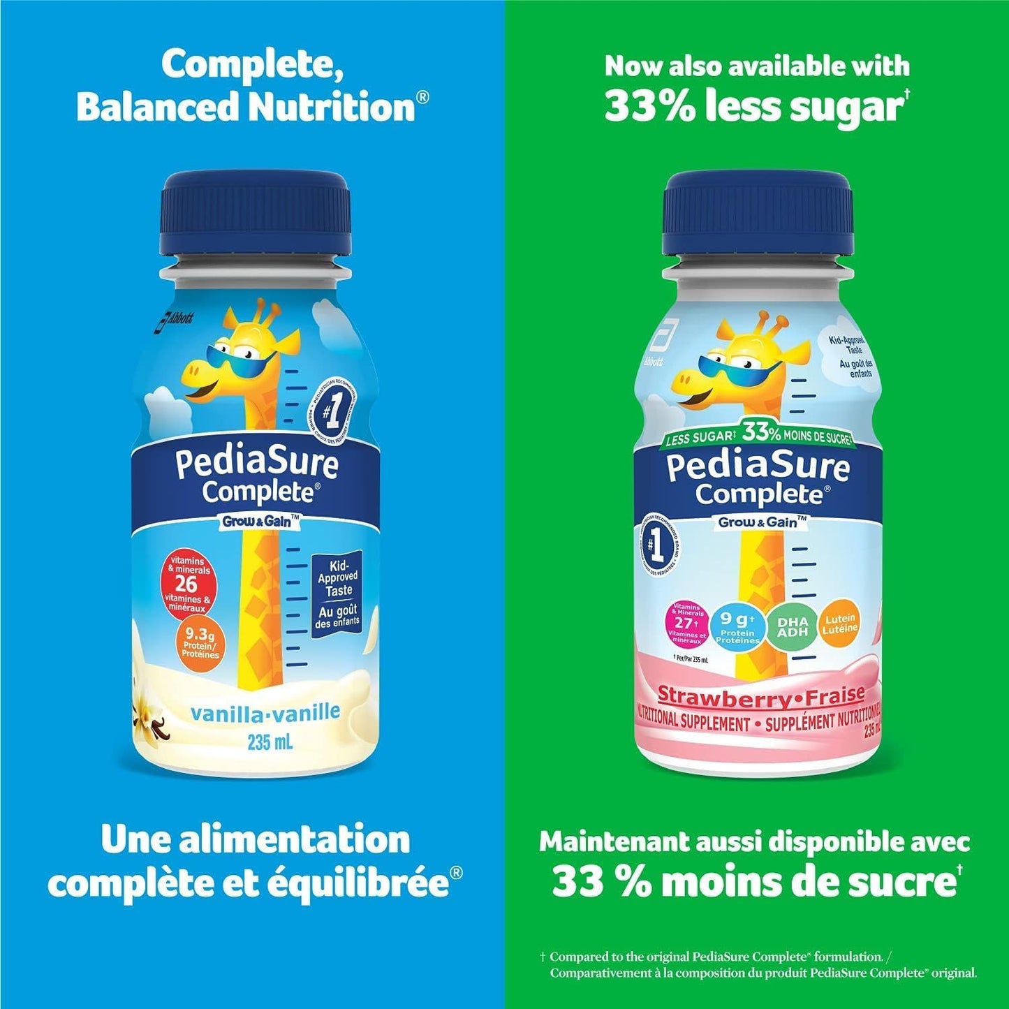 PediaSure Complete Reduced Sugar,减少 33% 的糖,营养补充剂,4 x 235 毫升,草莓味,940 毫升
