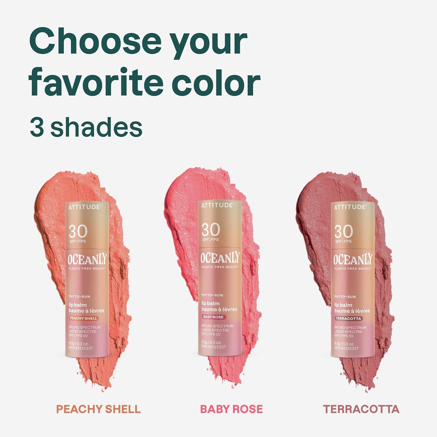 ATTITUDE 海洋润色润唇膏,SPF 30,加拿大制造,经 EWG 认证,无塑料,广谱 UVA/UVB 防护,含氧化锌,纯素,无香型,赤陶色,8.5 克