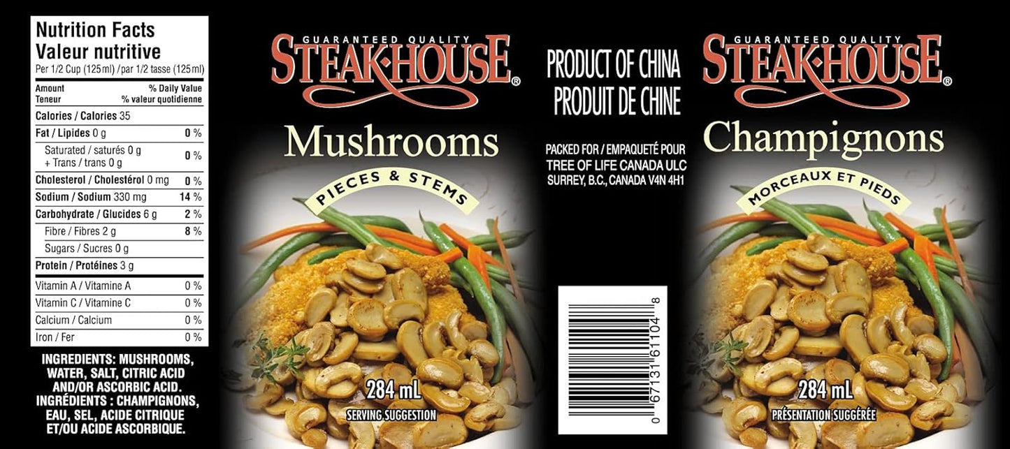 STEAKHOUSE Mushrooms Pieces & Stem, 284 ml (Pack of 1)