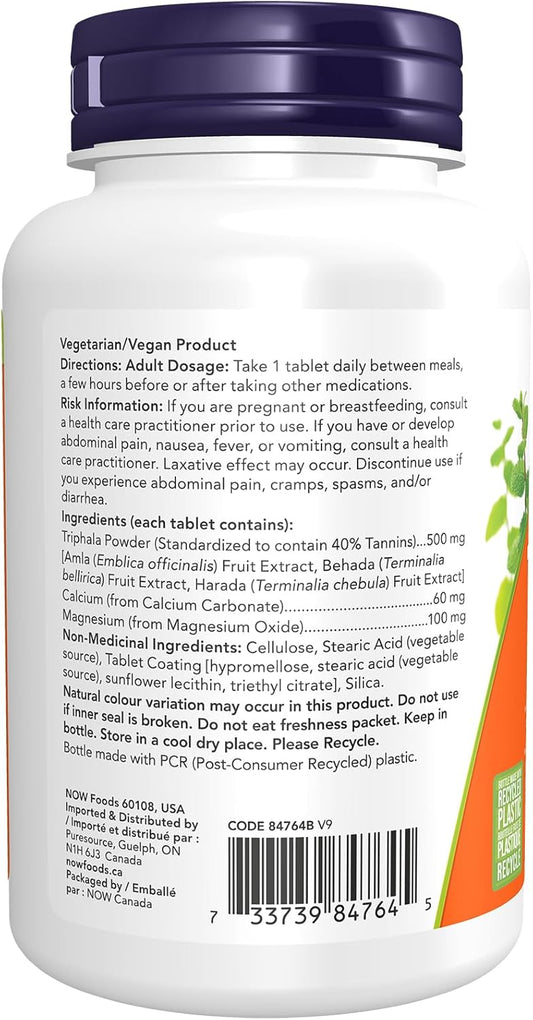 NOW Supplements, Triphala 500 mg, Combination of Harada, Amla and Behada, 120 Tablets