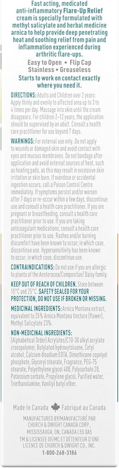 RUB A535 Arthritis Flare-Up Relief Heat Cream, Made in Canada, Deep Penetrating Heat to Relieve Pain and Inflammation, 90 g