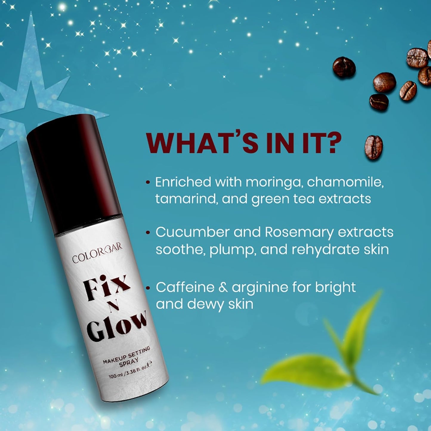 Colorbar Fix N Glow Spray - Makeup Setting Spray - Ultra Fine Mist Locks Makeup - Weightless Hydration and Pore-Blurring Finish - 100 ml