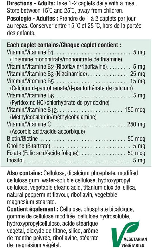 Jamieson 维生素B复合物和维生素C 500毫克,含叶酸,有益于细胞健康,支持能量生成、新陈代谢和免疫健康。素食,无麸质,100粒胶囊,加拿大制造