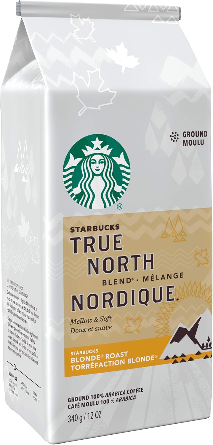 星巴克 True North 研磨咖啡,輕度烘焙咖啡,100% 研磨阿拉比卡咖啡豆 - 340 克袋裝 & 派克市場研磨咖啡,中度烘焙咖啡,100% 研磨阿拉比卡咖啡豆 - 340 克袋裝(6 包,2040 克)
