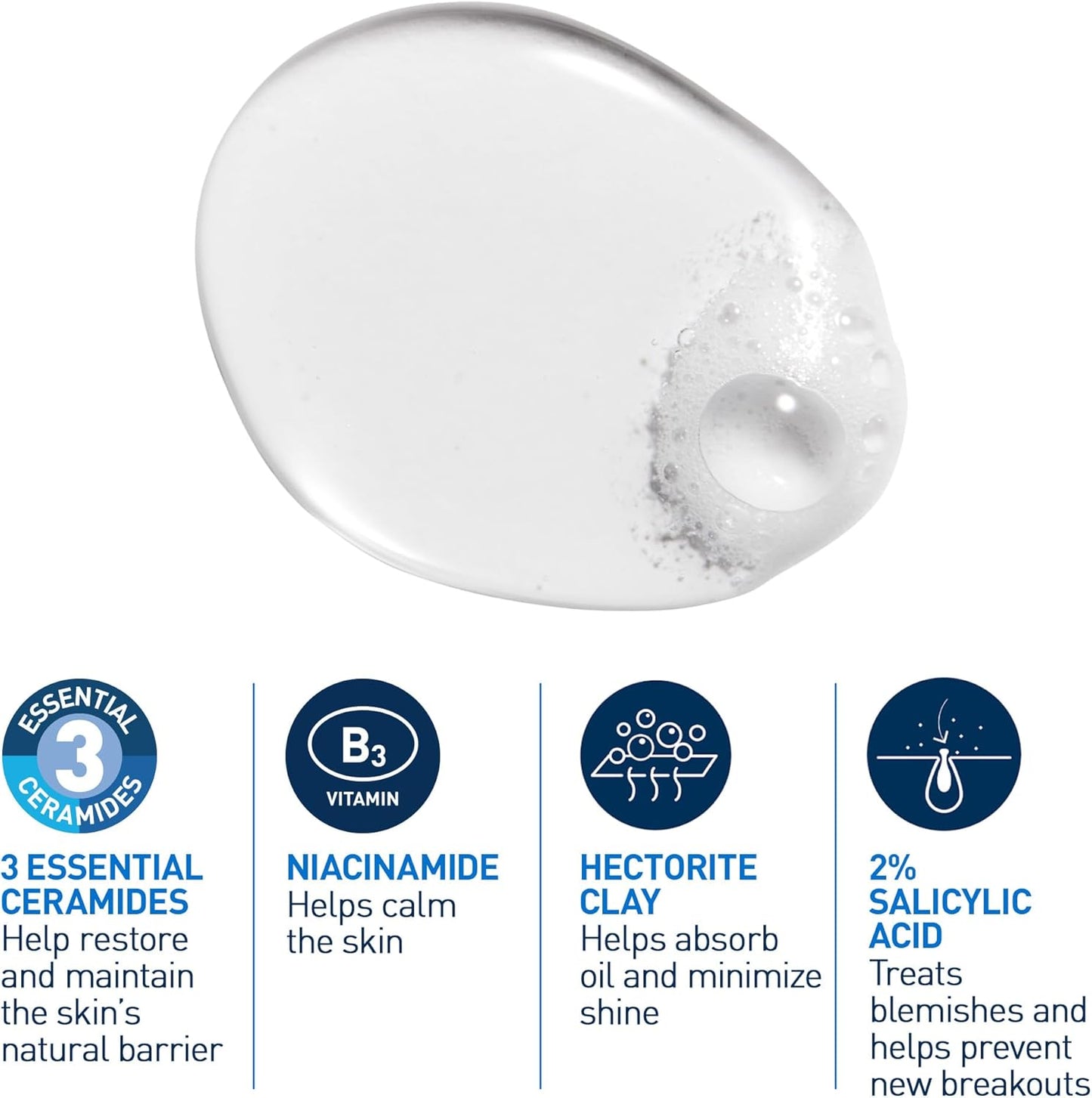 CeraVe Acne Face Wash, 2% Salicylic Acid Cleanser with Purifying Clay & Niacinamide for Oily Skin and Blackheads, Fragrance-Free, Paraben-Free & Non-Comedogenic, 473 mL