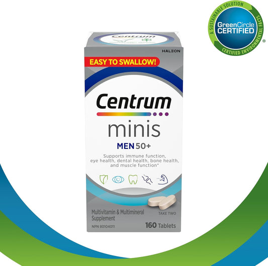 Centrum Men 50 Plus 复合维生素/矿物质补充剂,适合 50+ 男性,160 片迷你片