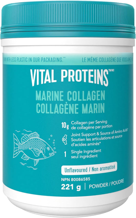 VITAL PROTEINS 海洋膠原蛋白肽粉,有助於形成膠原蛋白並減輕與骨關節炎相關的關節疼痛,氨基酸來源,不添加糖,不含人工色素或香料,221 克