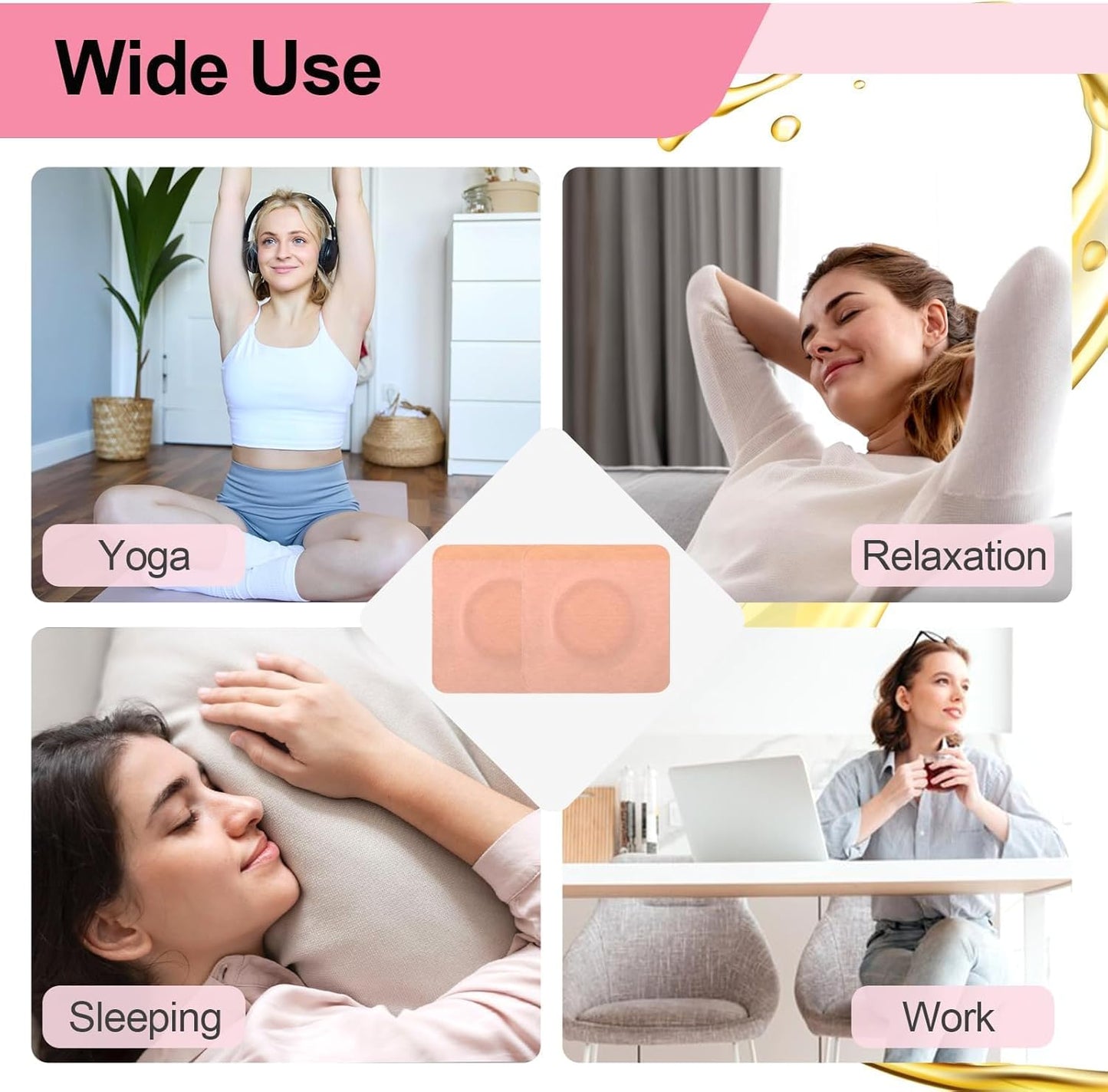 TIAMORK 100 片 2 吋蓖麻油包敷貼,適用於肚臍,棉質自黏蓖麻油包敷貼,高吸收性防漏,便攜,易於使用