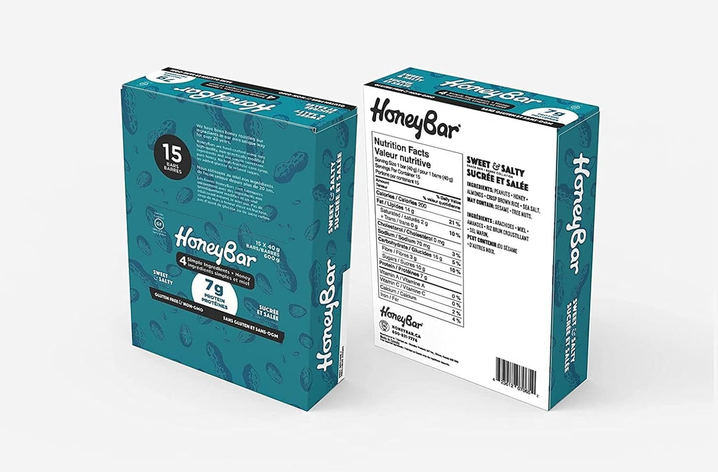 HoneyBar Snack Bars, Sweet & Salty, Gluten-Free, Non-GMO, Vegetarian, 40 g bars, 15 count