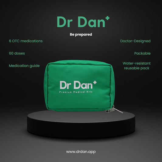 Dr Dan 緊湊型旅行藥物套裝,便攜式醫生設計的 OTC 藥品收納盒,可緩解頭痛、發燒和胃部不適,適合旅行、徒步旅行和戶外活動
