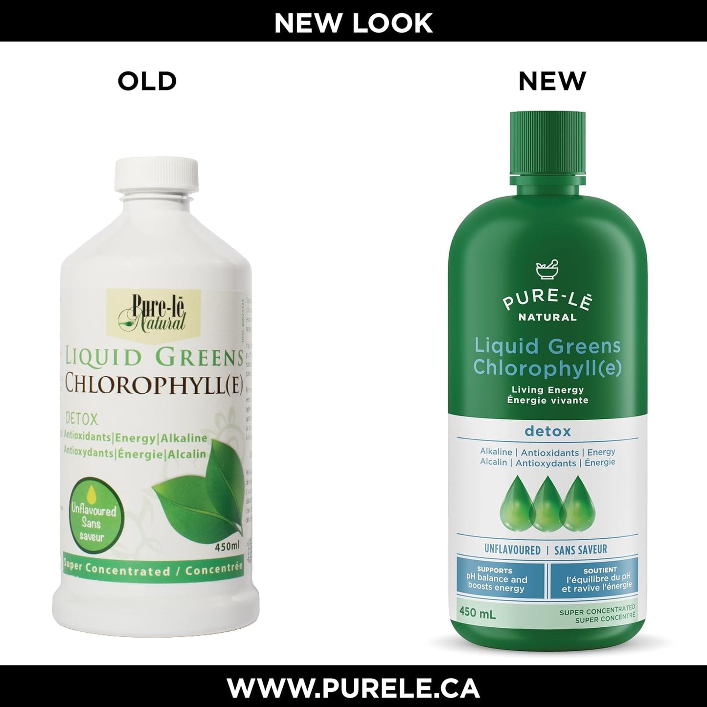 Pure-lē Natural Chlorophyll Liquid Greens | Organic (COR Certified), Gluten-Free, Vegan | Unflavored (450 mL) – Natural Body Deodorant, Alkalizing & Antioxidant Support