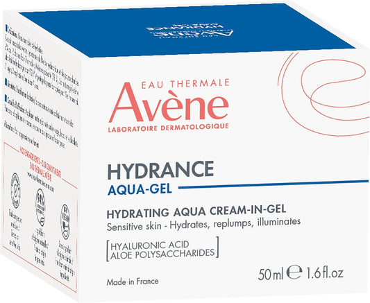 Eau Thermale Avène Hydrance Aqua Cream-In-Gel, 72 hours Hydration, For Sensitive and Dehydrated Skin, With Hyaluronic Acid and Aloe Vera, Ultra-Fresh Texture, 50 ml