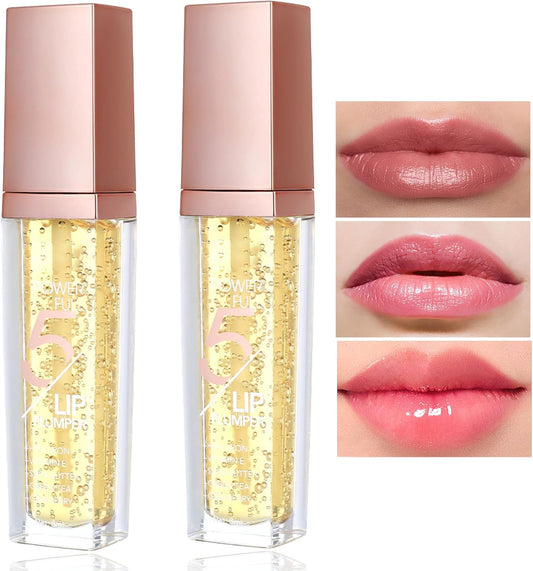2 件丰唇光泽城市丰唇唇彩,保湿并减少细纹,天然丰唇滋养唇部护理产品,打造更大、更柔软、更饱满、更有弹性的嘴唇