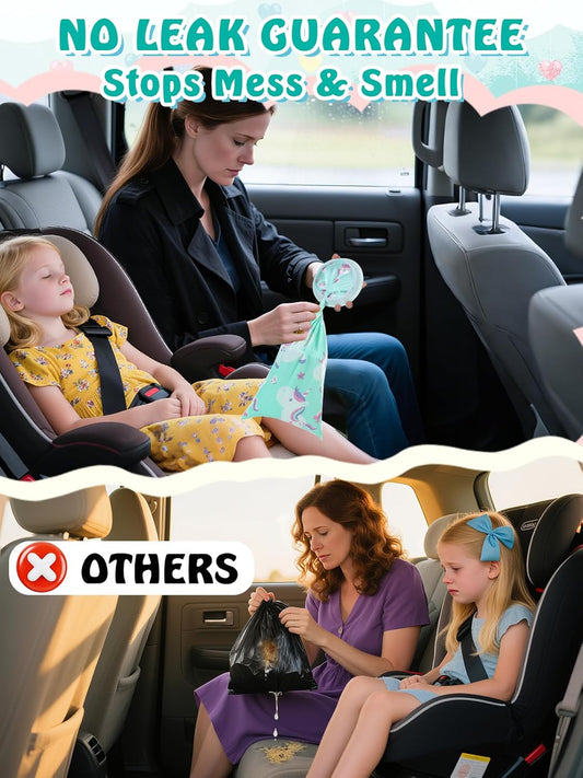 12pcs 1000ml Leakpoof Kids Vomit Bags Disposable - Portable & Sealed, Nausea Relief Throw up Barf Bags, Road Trip Essentials Puke Emesis Bags for Travel Emergency Car Motion Sickness, Unicorn
