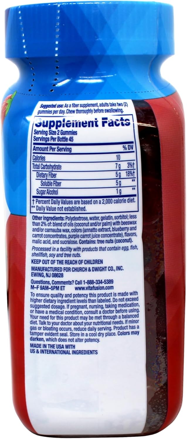 Vitafusion Fibre Well 成人補充軟糖,10 克纖維,90 粒(22 天用量),包裝可能有所不同。