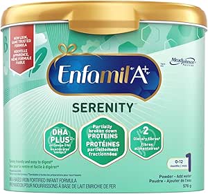 Enfamil A+ Serenity, Baby Formula, Designed for Soft Stools, Omega-3 DHA & Fibre Blend, Reusable Powder Tub, 578g